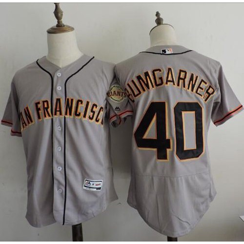 San Francisco Giants #40 Madison Bumgarner Grey Flexbase Authentic Collection Road Stitched Jersey Men's
