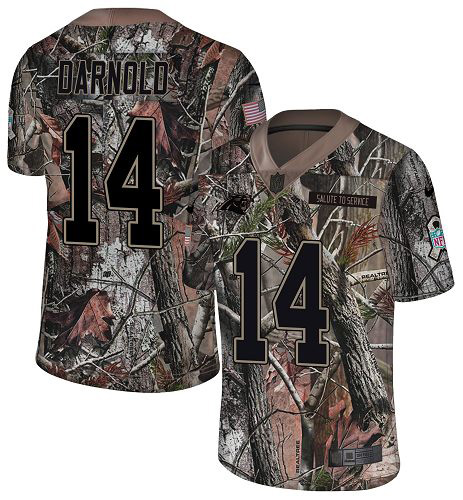 Panthers #14 Sam Darnold Camo Youth Stitched Limited Rush Realtree Jersey