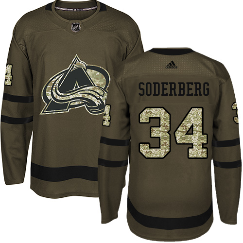 Adidas Colorado Avalanche #34 Carl Soderberg Green Salute to Service Stitched Jersey Men's