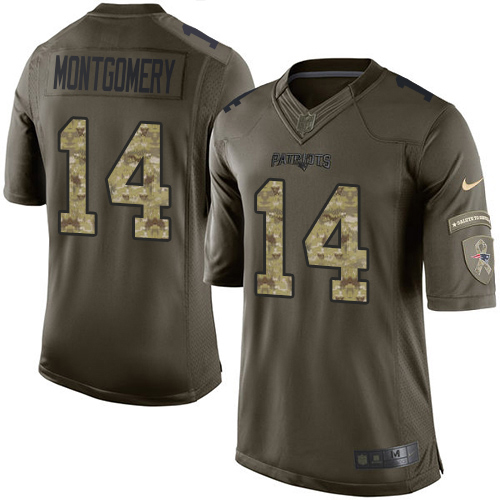 New England Patriots #14 Ty Montgomery Green Men's Stitched Limited 2015 Salute To Service Jersey