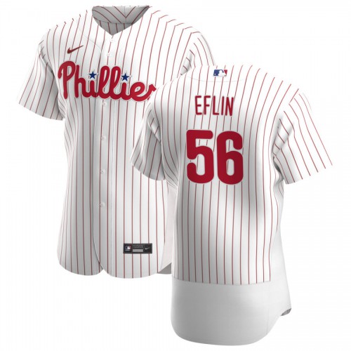 Philadelphia Philadelphia Phillies #56 Zach Eflin Men's White Home 2020 Authentic Player Jersey Men's