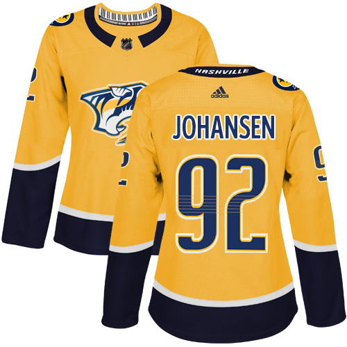 Adidas Nashville Predators #92 Ryan Johansen Yellow Home Authentic Women's Stitched Jersey Womens