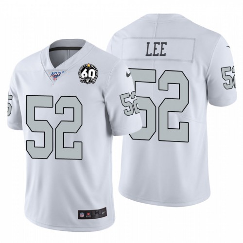 Las Vegas Raiders #52 Marquel Lee White 60th Anniversary Patch Men's Stitched 100 Limited Color Rush Jersey Men's