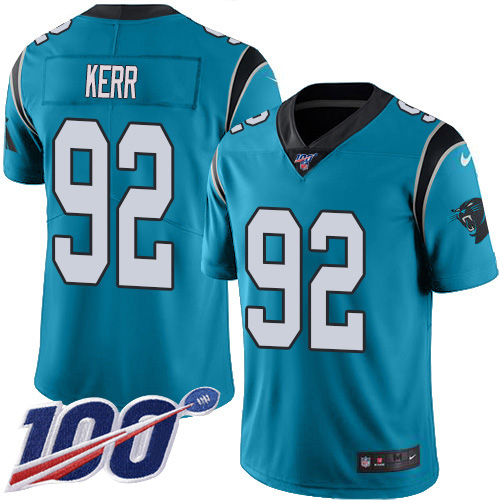 Carolina Panthers #92 Zach Kerr Blue Alternate Men's Stitched 100th Season Vapor Untouchable Limited Jersey Men's