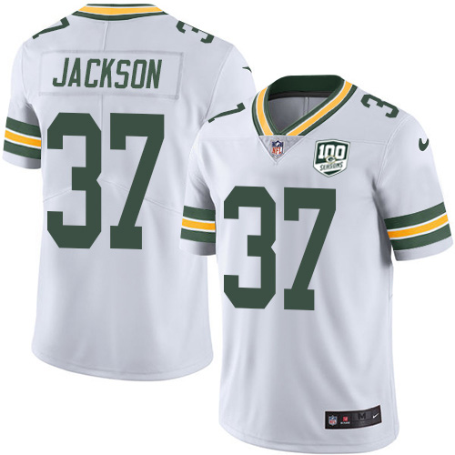 Green Bay Packers #37 Josh Jackson White Youth 100th Season Stitched Vapor Untouchable Limited Jersey Youth