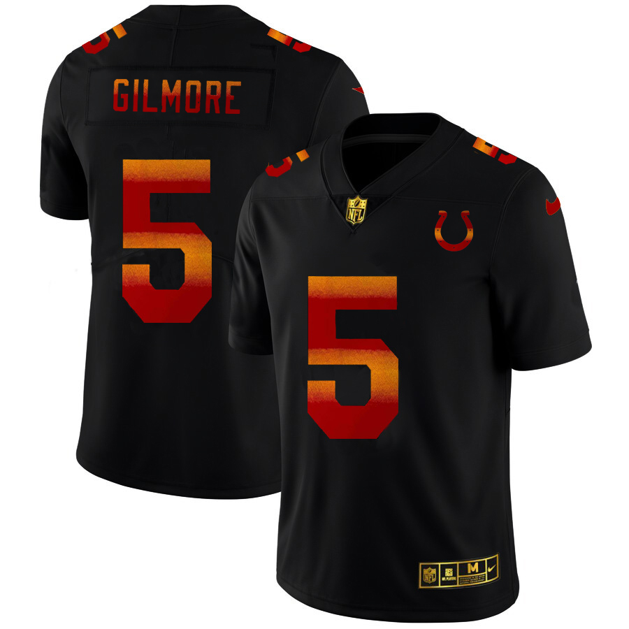 Indianapolis Colts #5 Stephon Gilmore Men's Black Red Orange Stripe Vapor Limited Jersey