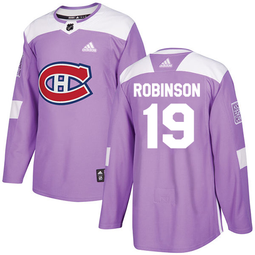 Adidas Montreal Canadiens #19 Larry Robinson Purple Authentic Fights Cancer Stitched Jersey Men's