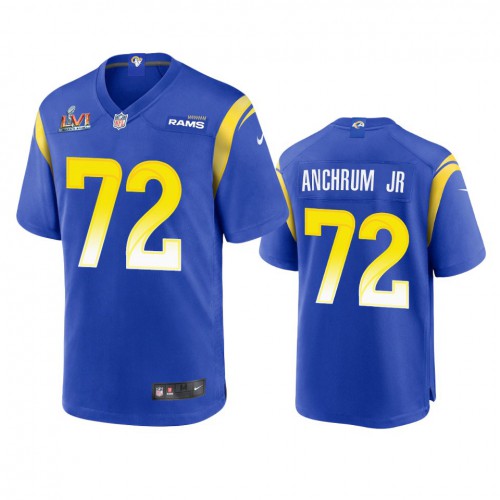 Los Angeles Los Angeles Rams #72 Tremayne Anchrum Jr. Men's Super Bowl LVI Patch Game Jersey - Royal Men's