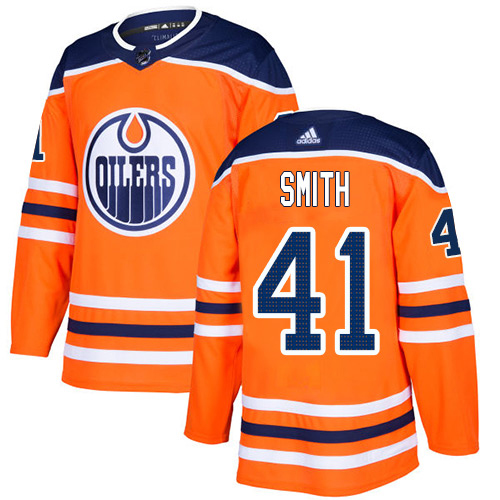 Adidas Edmonton Oilers #41 Mike Smith Orange Home Authentic Stitched Jersey Men's