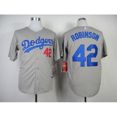 Los Angeles Dodgers #42 Jackie Robinson Grey Cool Base Stitched Jersey Men's