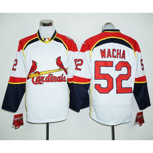 St.Louis Cardinals #52 Michael Wacha White/Red Long Sleeve Stitched Jersey Men's