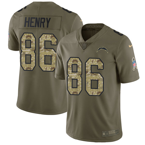Los Angeles Chargers #86 Hunter Henry Olive/Camo Men's Stitched Limited 2017 Salute To Service Jersey Men's