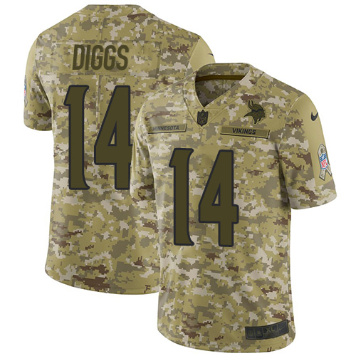 Minnesota Vikings #14 Stefon Diggs Camo Youth Stitched Limited 2018 Salute to Service Jersey Youth