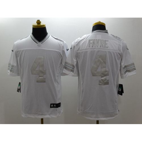 Green Bay Packers #4 Brett Favre White Men's Stitched Limited Platinum Jersey Men's