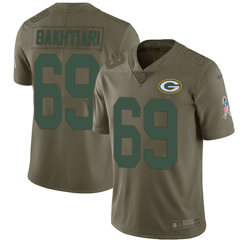 Green Bay Packers #69 David Bakhtiari Olive Youth Stitched Limited 2017 Salute to Service Jersey Youth