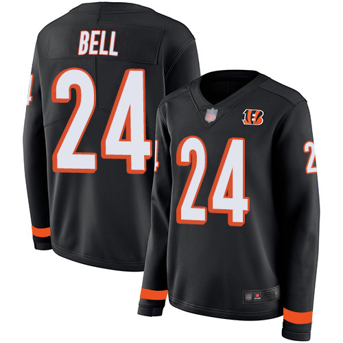 Cincinnati Bengals #24 Vonn Bell Black Team Color Women's Stitched Limited Therma Long Sleeve Jersey Womens