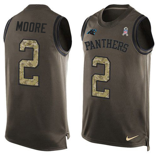 Panthers #2 DJ Moore Green Men's Stitched Limited Salute To Service Tank Top Jersey