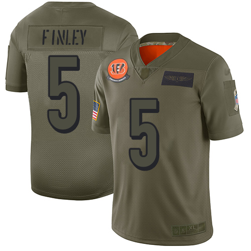Cincinnati Bengals #5 Ryan Finley Camo Men's Stitched Limited 2019 Salute To Service Jersey Men's