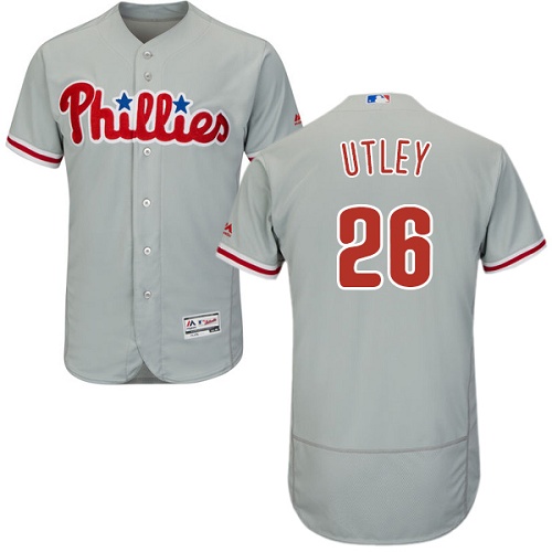 Philadelphia Phillies #26 Chase Utley Grey Flexbase Authentic Collection Stitched Jersey Men's