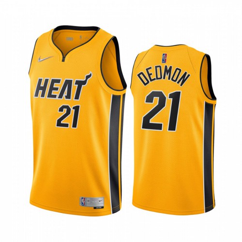 Miami Miami Heat #21 Dewayne Dedmon Yellow Womens Swingman 2020-21 Earned Edition Jersey Womens