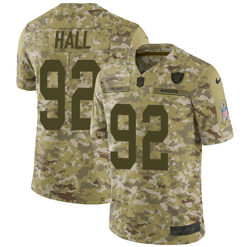 Las Vegas Raiders #92 P.J. Hall Camo Men's Stitched Limited 2018 Salute To Service Jersey Men's