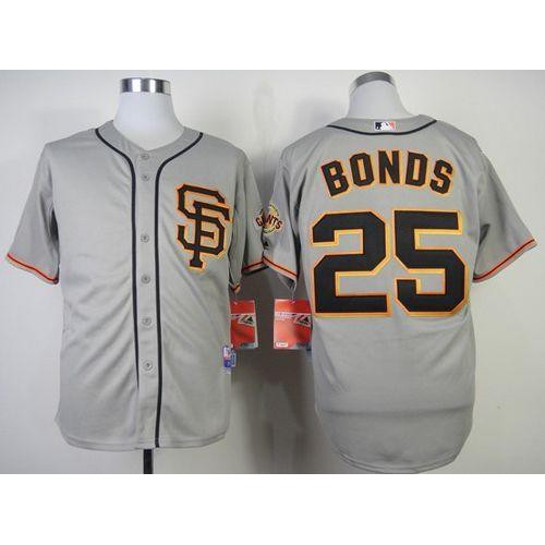 San Francisco Giants #25 Barry Bonds Grey Cool Base Road 2 Stitched Jersey Men's