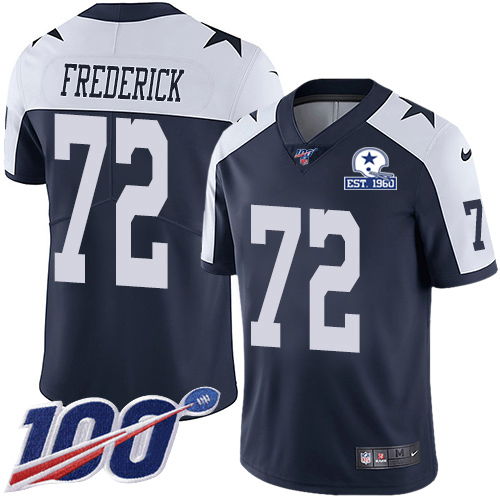 Dallas Cowboys #72 Travis Frederick Navy Blue Thanksgiving Men's Stitched With Established In 1960 Patch 100th Season Vapor Untouchable Limited Th