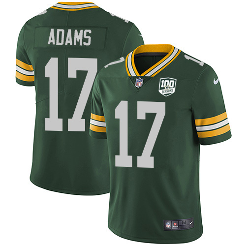 Packers #17 Davante Adams Green Team Color Men's 100th Season Stitched Vapor Untouchable Limited Jersey