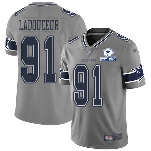 Dallas Cowboys #91 L.P. Ladouceur Gray Men's Stitched With Established In 1960 Patch Limited Inverted Legend Jersey Men's