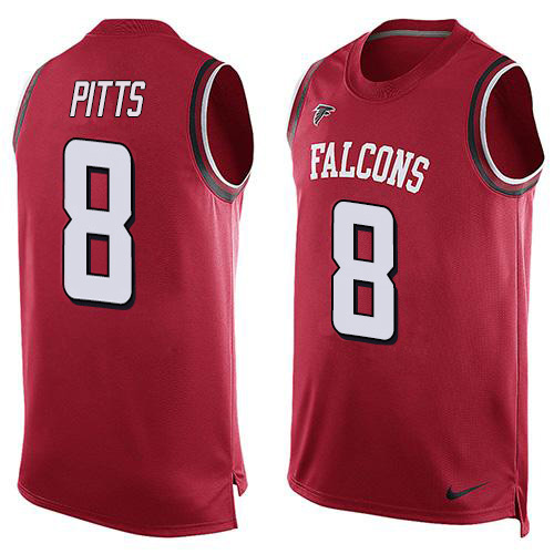 Falcons #8 Kyle Pitts Red Team Color Men's Stitched Limited Tank Top Jersey