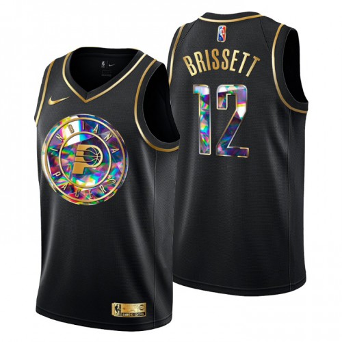 Indiana Indiana Pacers #12 Oshae Brissett Mens Golden Edition Diamond Logo 2021/22 Swingman Jersey - Black Mens