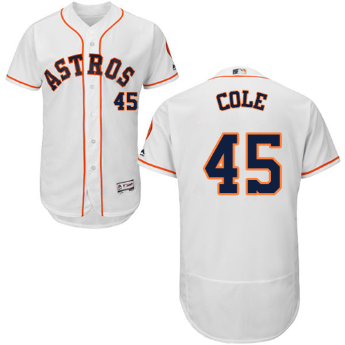 Houston Astros #45 Gerrit Cole White Flexbase Authentic Collection Stitched Jersey Men's