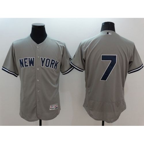 New York Yankees #7 Mickey Mantle Grey Flexbase Authentic Collection Stitched Jersey Men's