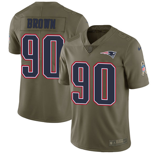 New England Patriots #90 Malcom Brown Olive Youth Stitched Limited 2017 Salute to Service Jersey Youth