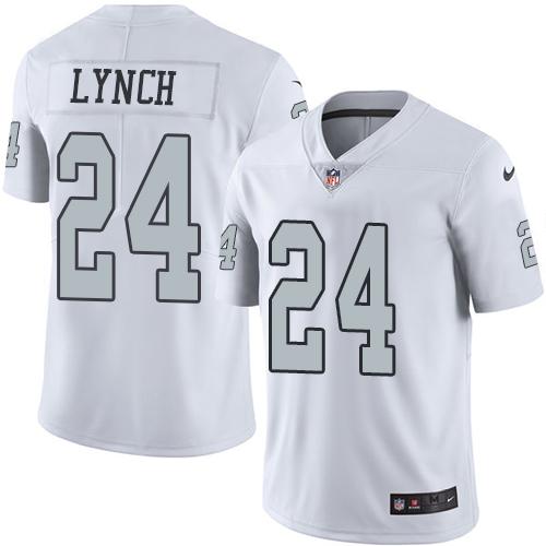 Las Vegas Raiders #24 Marshawn Lynch White Youth Stitched Limited Rush Jersey Youth