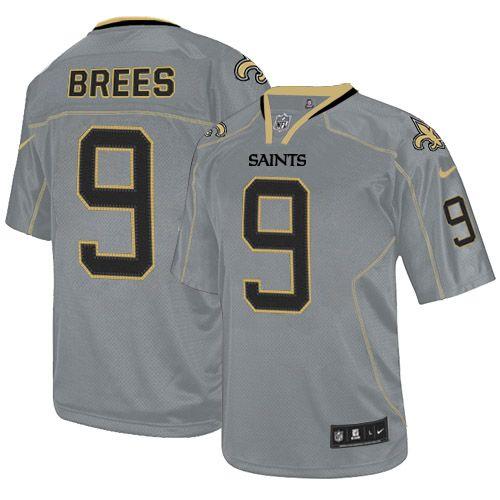 Saints #9 Drew Brees Lights Out Grey Youth Stitched Elite Jersey