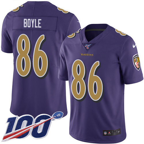Baltimore Ravens #86 Nick Boyle Purple Men's Stitched Limited Rush 100th Season Jersey Men's