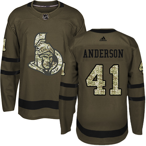 Adidas Ottawa Senators #41 Craig Anderson Green Salute to Service Stitched Jersey Men's