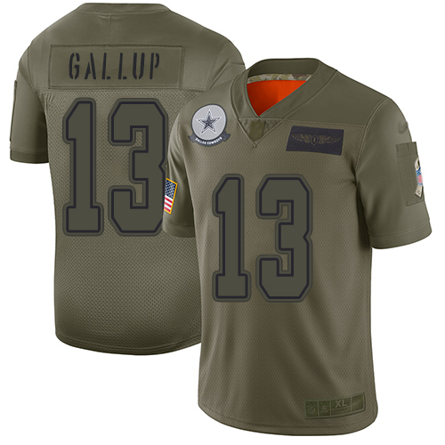 Cowboys #13 Michael Gallup Camo Men's Stitched Limited 2019 Salute To Service Jersey