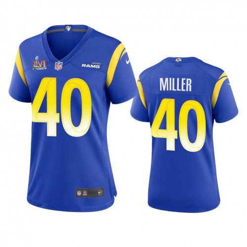 Los Angeles Los Angeles Rams #40 Von Miller Women's Super Bowl LVI Patch Game Jersey - Royal Womens