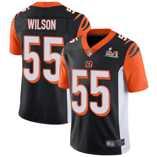 Cincinnati Bengals #55 Logan Wilson Black Team Color Super Bowl LVI Patch Youth Stitched Vapor Untouchable Limited Jersey Youth