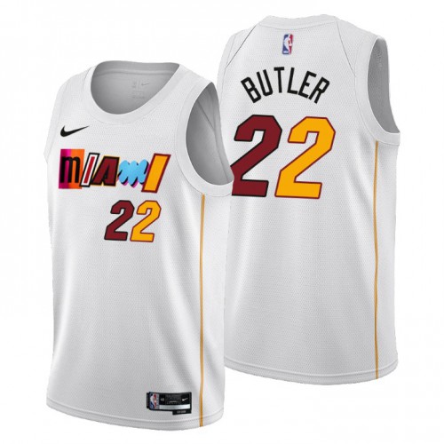 Miami Heat #22 Jimmy Butler Mens 2022-23 City Edition Jersey - Cherry Blossom White Mens
