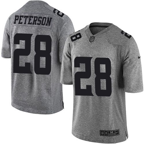 Minnesota Vikings #28 Adrian Peterson Gray Men's Stitched Limited Gridiron Gray Jersey Men's