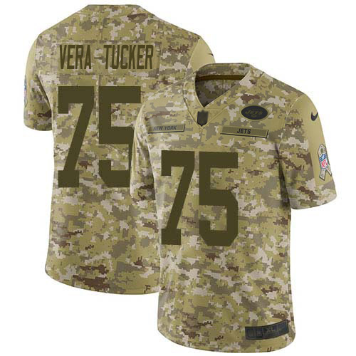 New York Jets #75 Alijah Vera-Tucker Camo Men's Stitched Limited 2018 Salute To Service Jersey Men's