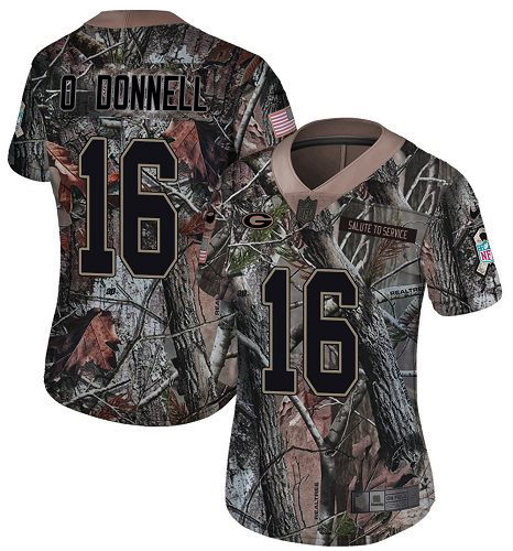 Packers #16 Pat O'Donnell Camo Women's Stitched Limited Rush Realtree Jersey