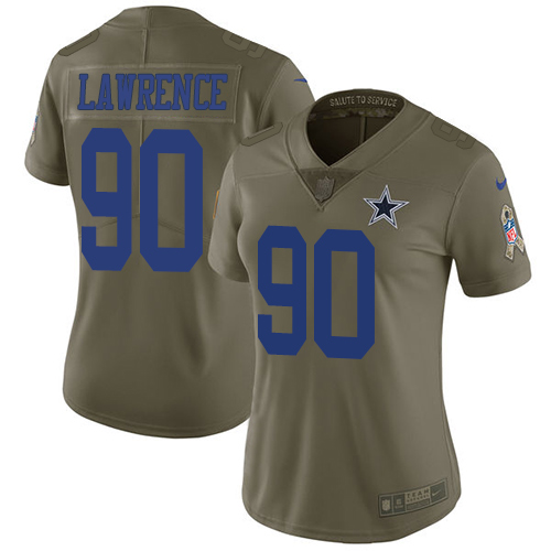Cowboys #90 Demarcus Lawrence Olive Women's Stitched Limited 2017 Salute To Service Jersey