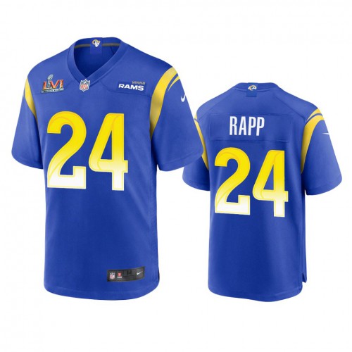 Los Angeles Los Angeles Rams #24 Taylor Rapp Men's Super Bowl LVI Patch Game Jersey - Royal Men's