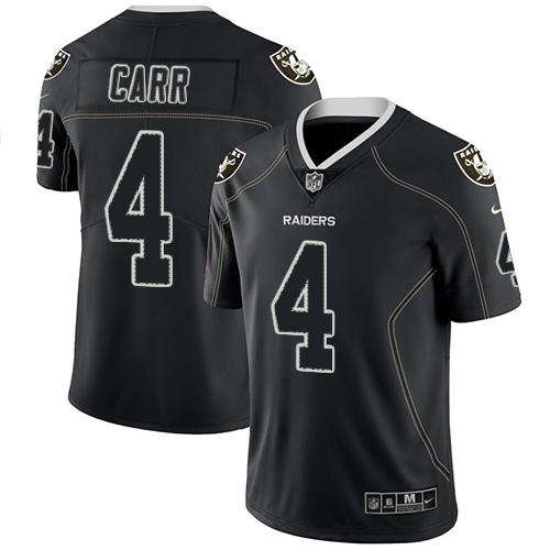 Raiders #4 Derek Carr Lights Out Black Men's Stitched Limited Rush Jersey