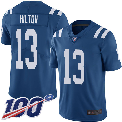 Colts #13 T.Y. Hilton Royal Blue Men's Stitched Limited Rush 100th Season Jersey