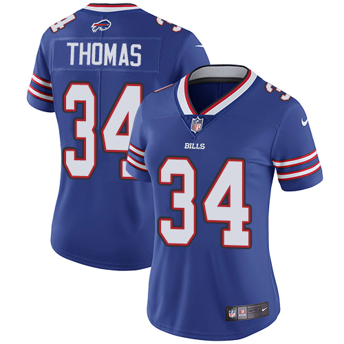 Buffalo Bills #34 Thurman Thomas Royal Blue Team Color Women's Stitched Vapor Untouchable Limited Jersey Womens